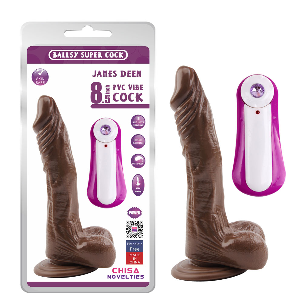 JAMES DEEN 8.5 Vibrating Dildo-Brown